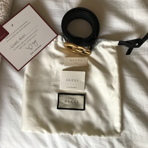 Leather belt with double G buckle - Picture 7 of 8